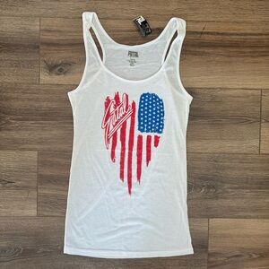 ⭐️NWT⭐️ Fatal Clothing USA Patriotic Heart Graphic Racerback Tank, TT15347J